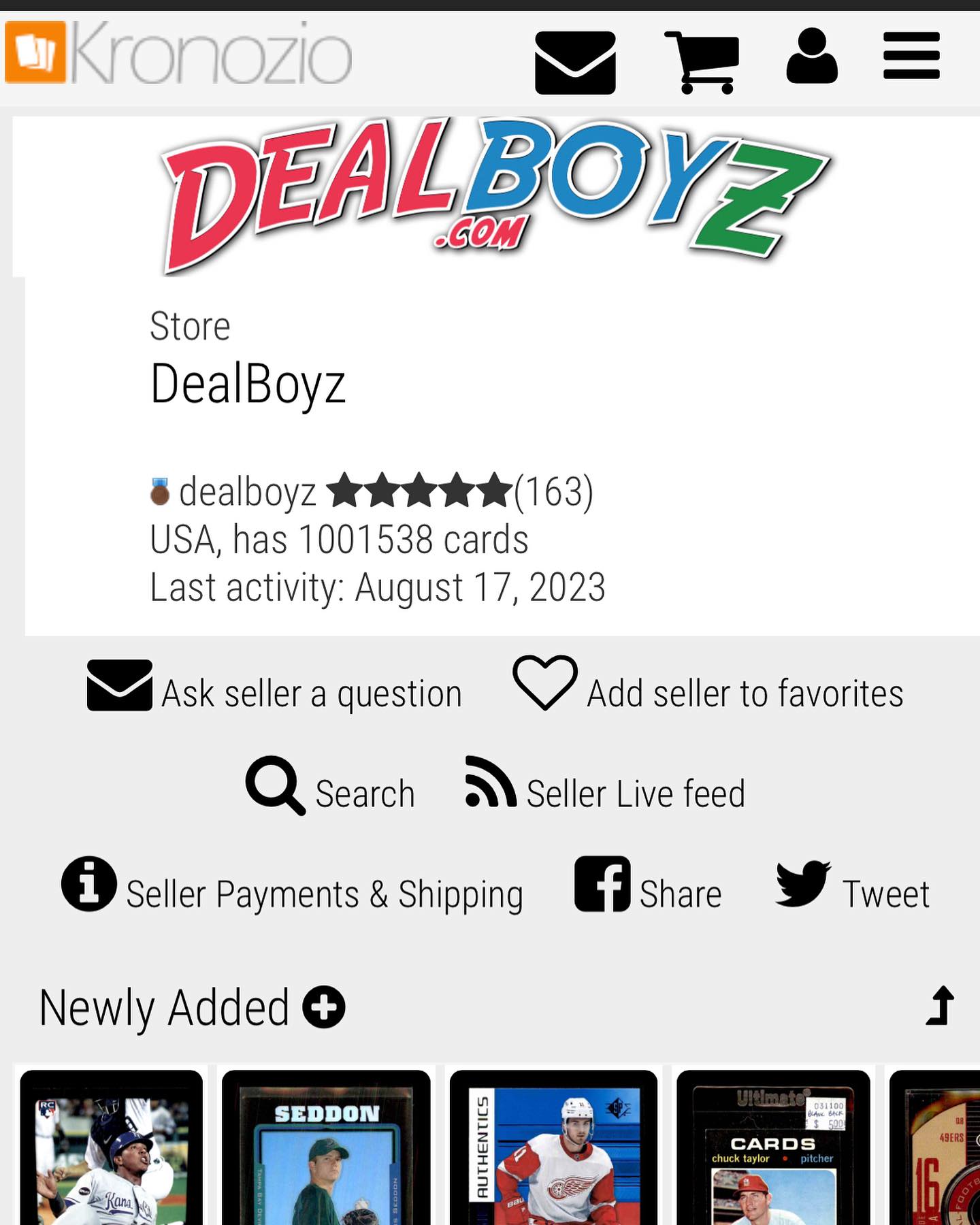 Example of a marketplace store for user dealboyz.